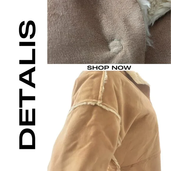 Banana Republic Faux Suede Shearling Coat Made in Italy Women’s XS - Picture 6 of 10